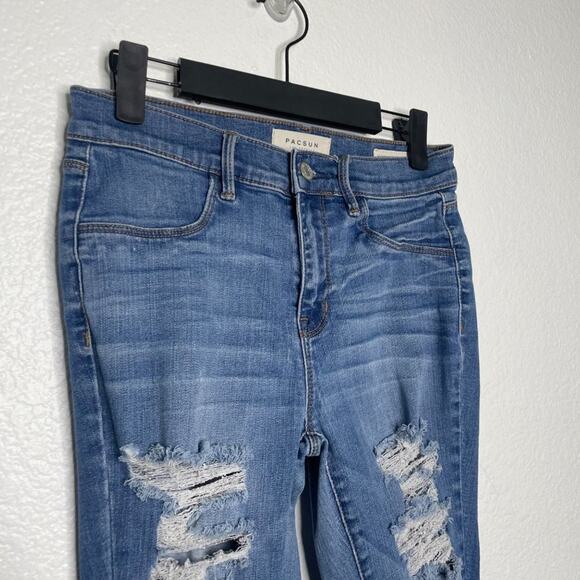 Pacsun Womens Jeans Size 27 Jeggings Denim Blue Light Wash Distressed - Picture 11 of 16
